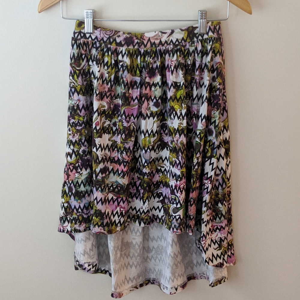 Cynthia Rowley Hi-Lo Floral Zigzag Skirt